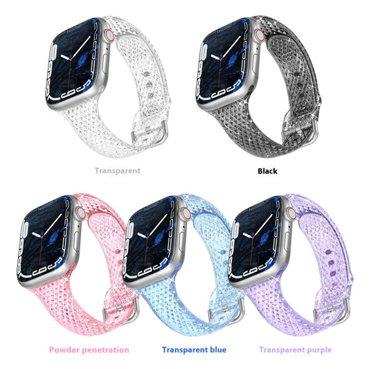 Suitable for Apple Watch Diamond TPU Fine Strap Transparent Women's New Style