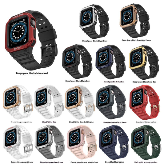 Suitable for Apple Watch integrated strap with contrasting silicone strap TPU+PC case