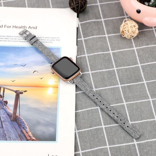 Suitable for Apple Watch Nylon Canvas Beaded Fine Watch Strap