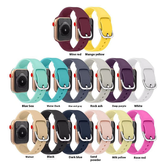 Suitable for Apple Watch facelifted solid color silicone watch buckle strap