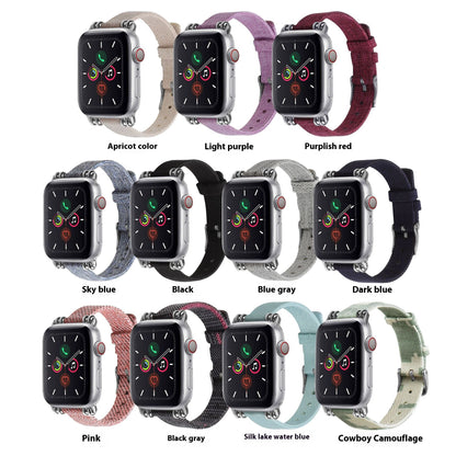 Suitable for Apple Watch Small Waist T-shaped Nylon Canvas Fine Jewelry Watch Strap