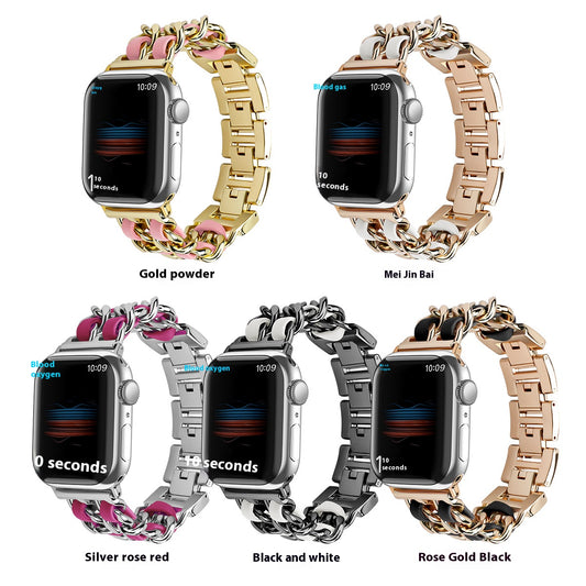 Suitable for apple watch straps, stainless steel small fragrance style metal chain watch straps