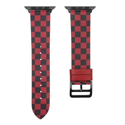 Suitable for Apple Watch with contrasting checkerboard style leather strap