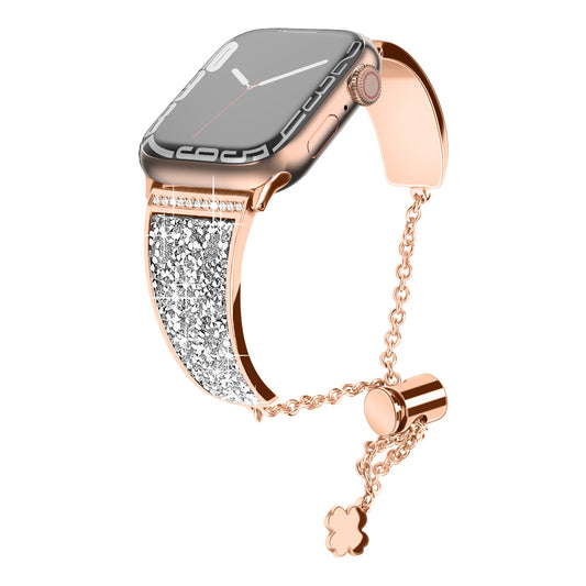 Applicable to Apple Hand Swallow Diamond Chain Clause Metal Watch Strap