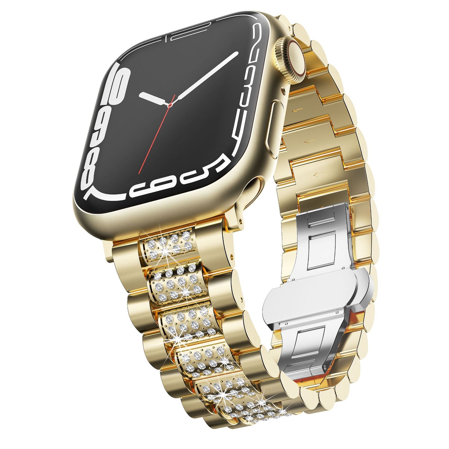 Suitable for high-end business steel strap with diamond inlaid metal strap on Apple watches