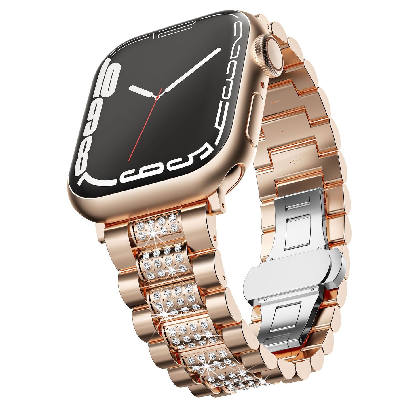 Suitable for high-end business steel strap with diamond inlaid metal strap on Apple watches