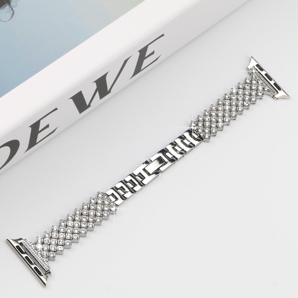 Suitable for Apple Watch Zinc Metal Diamond Set Steel Strip