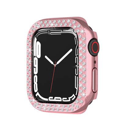 Suitable for Apple watch electroplating watch case PC double row diamond inlaid hollow protective case
