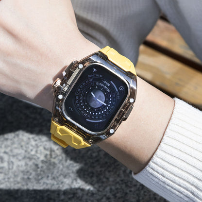 Suitable for Apple Watch Lamborghini Color Block Transparent Transparent Black Integrated Watch Strap