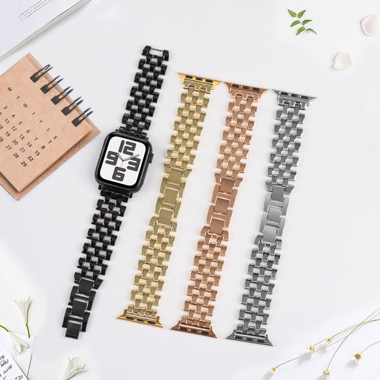 Suitable for Apple Watch Five Beads Stainless Steel Metal Watch Strap