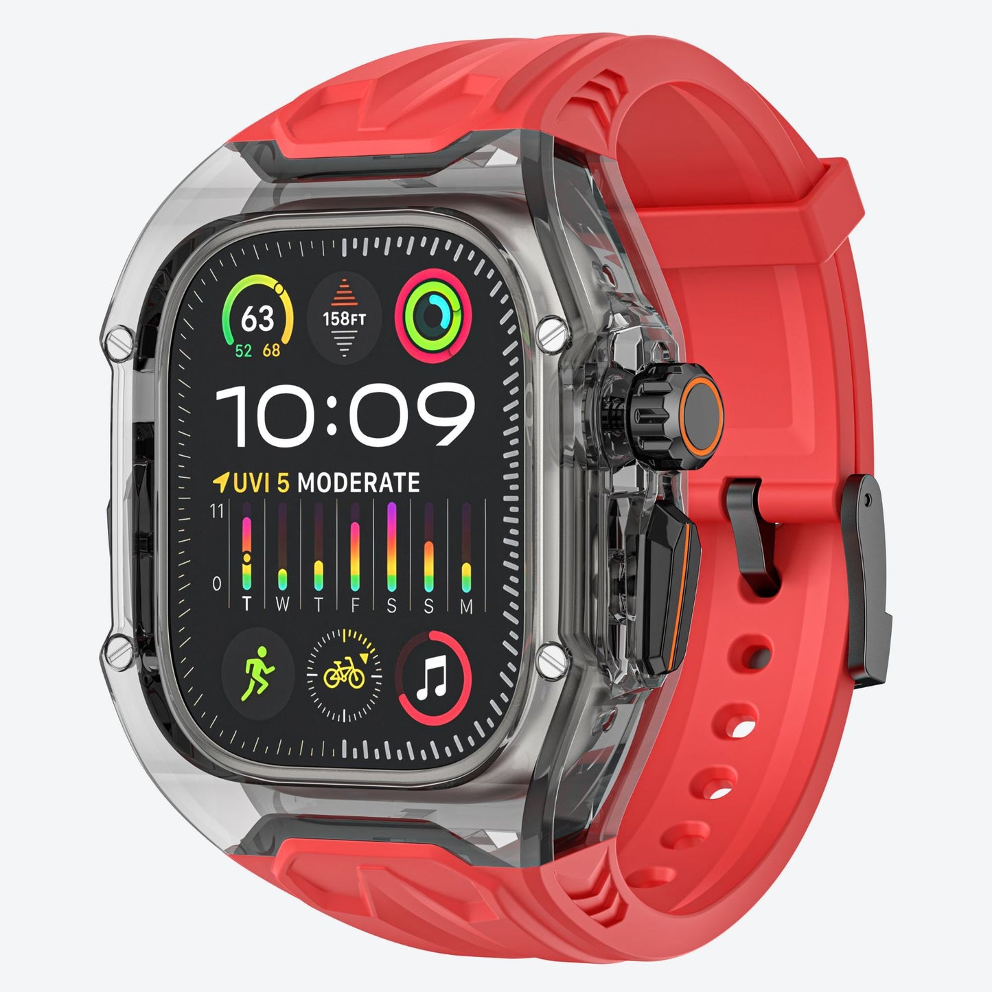 Suitable for Apple Watch Lamborghini Color Block Transparent Transparent Black Integrated Watch Strap