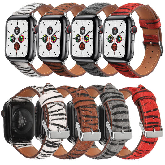 Suitable for Apple smartwatch horse hair genuine leather strap