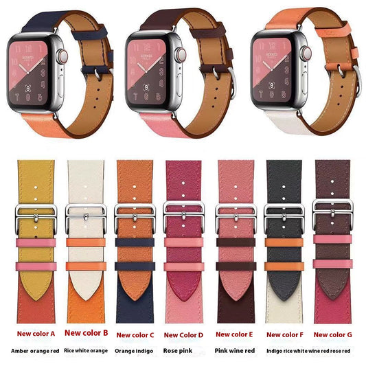 Suitable for Apple Watch Head Layer Cowhide Single Loop Watch Strap