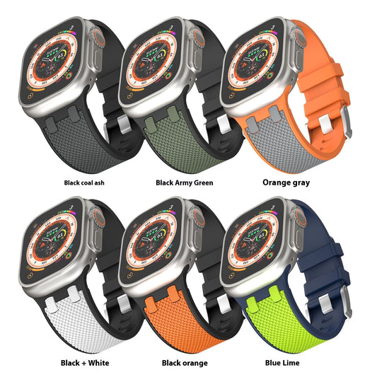 Suitable for Apple Watch Farmhouse Tree Oak Silicone Double Panel Contrast Color Watch Strap